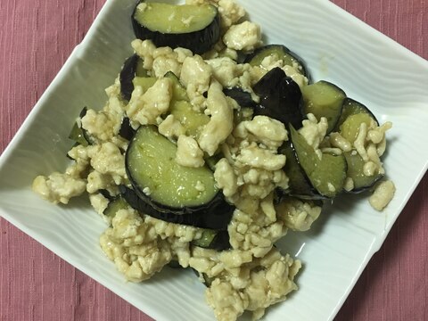 鶏そぼろと揚げナスのあんかけ